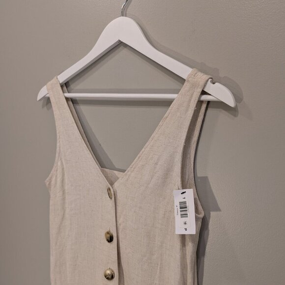 TopShop Button-Up Wide Leg Cotton Jumpsuit Beachy Lounge Picnic Casual - Size S - Picture 4 of 9